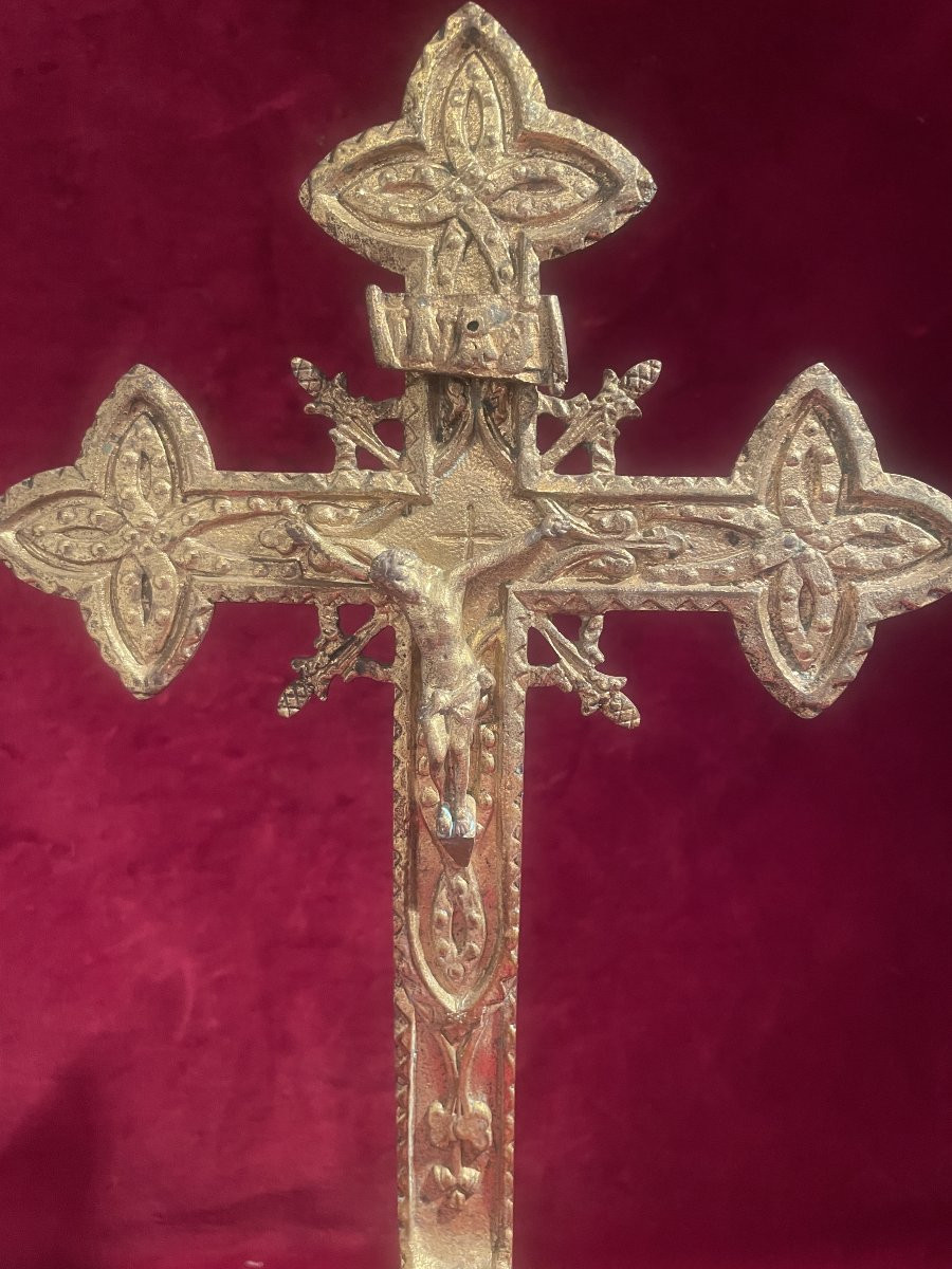 CRUCIFIX BRONZE DORE CHARLES X-photo-2