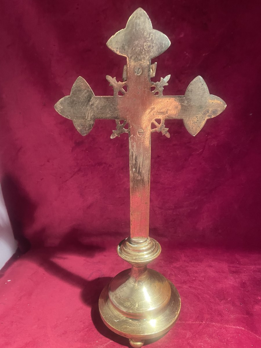 CRUCIFIX BRONZE DORE CHARLES X-photo-4