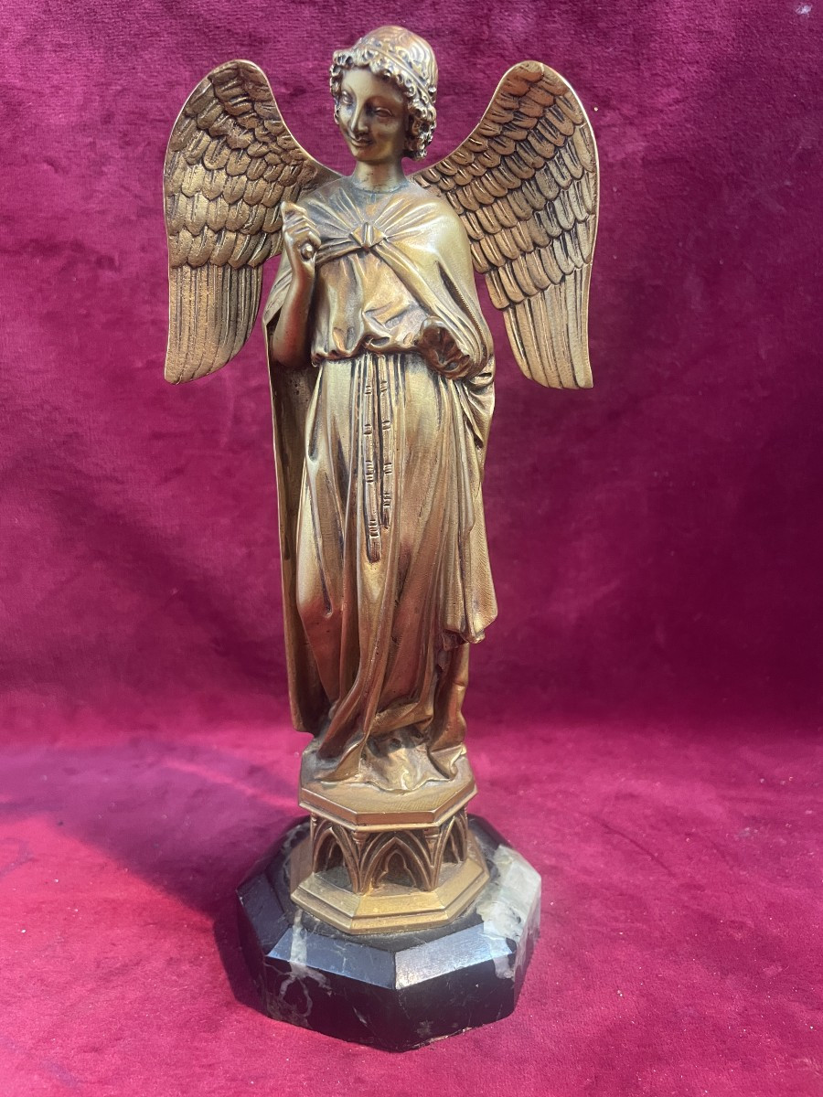 ANGE AU SOURIRE DE REIMS BRONZE DORE 