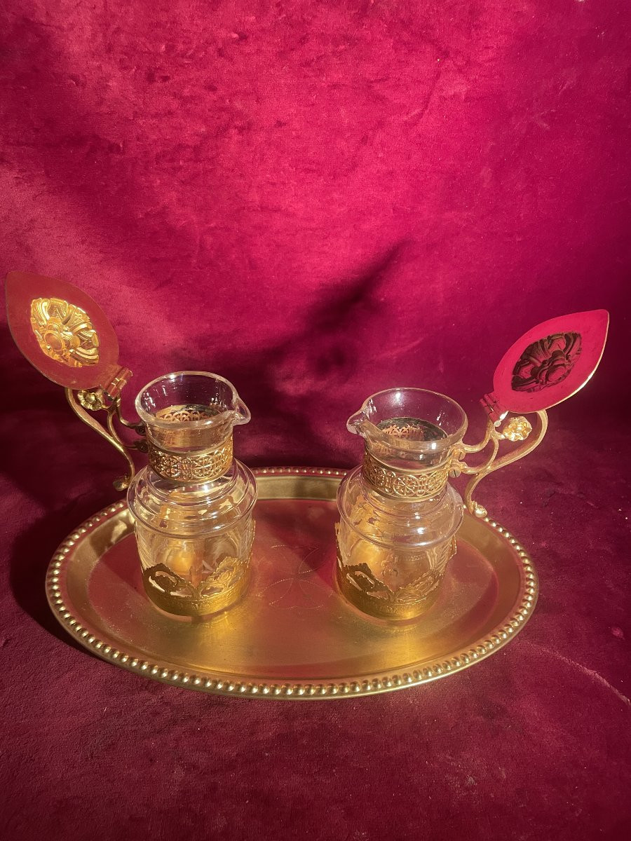 Gold-plated Brass And Crystal Cruets-photo-4