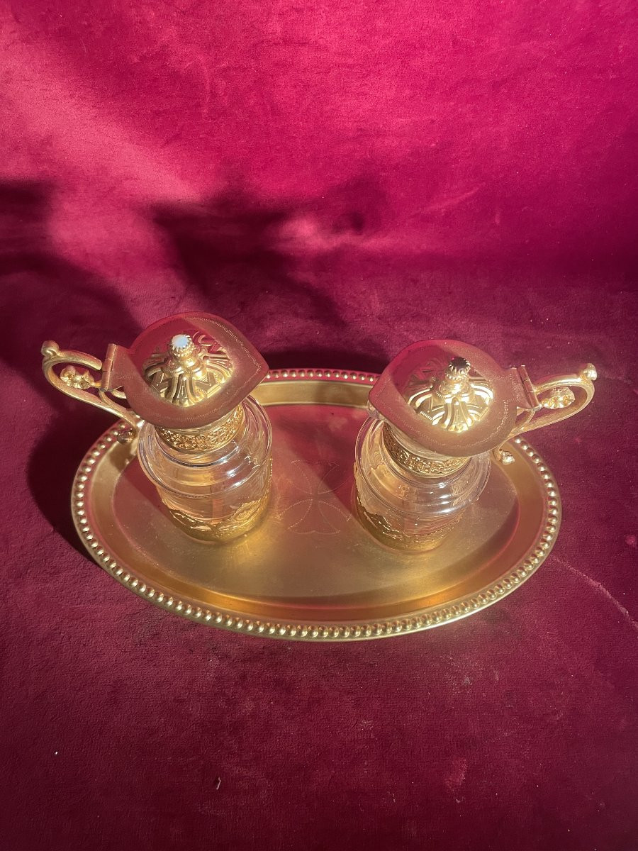 Gold-plated Brass And Crystal Cruets-photo-4