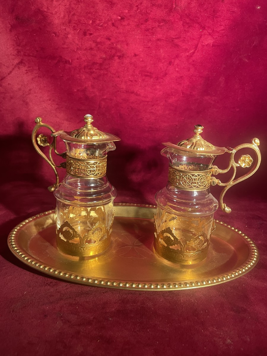 Gold-plated Brass And Crystal Cruets