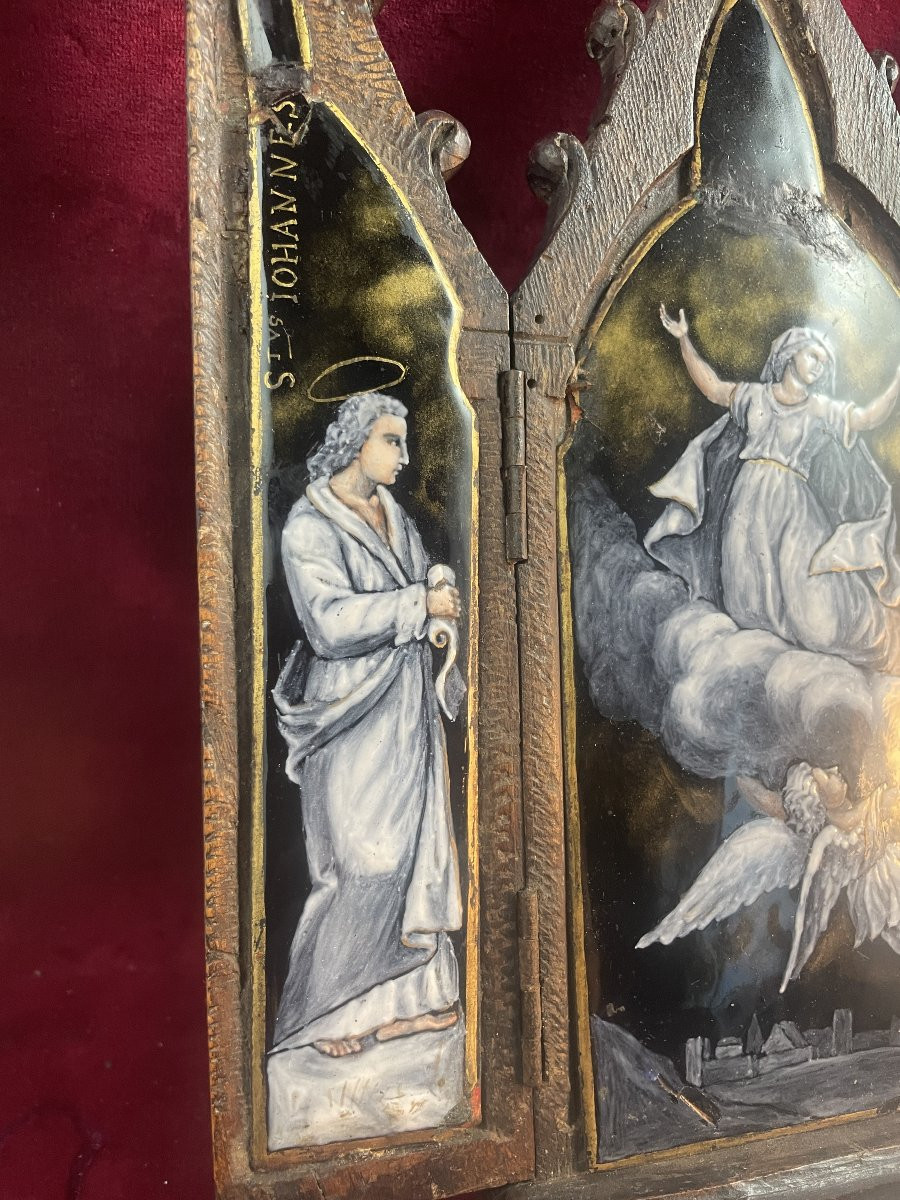 TRIPTYQUE EN EMAIL DE LIMOGES  ASSOMPTION-photo-3