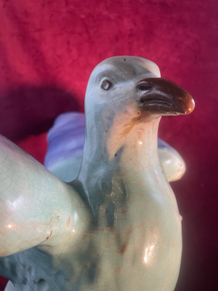 EPI DE FAITAGE COLOMBE PRENANT SON ENVOL CERAMIQUE EMAILLEE -photo-4