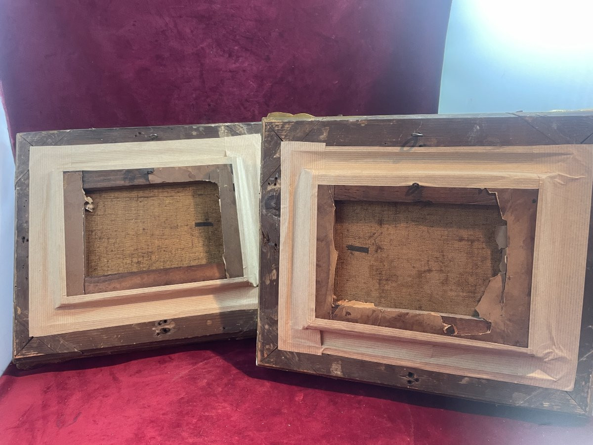 PAIRE DE TABLEAUTINS  VACHES DANS LE PRE SIGNE BROQUELET -photo-5