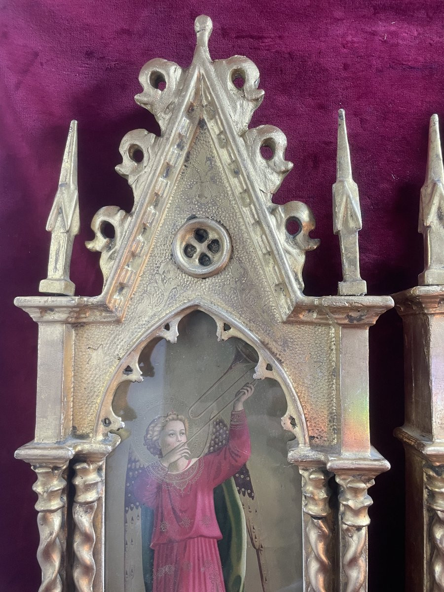 Fra Angelico Neo Gothic Diptych Gilded Frames-photo-3