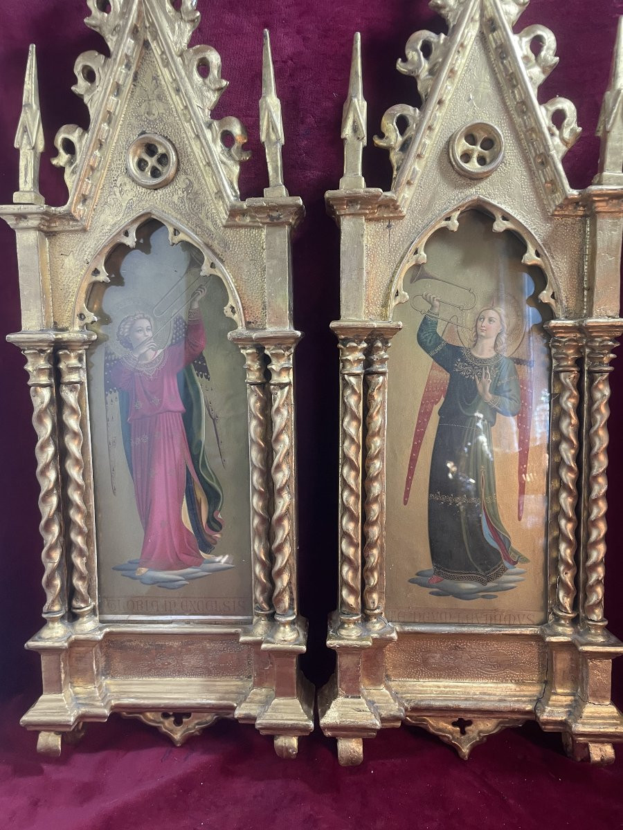 Fra Angelico Neo Gothic Diptych Gilded Frames-photo-4