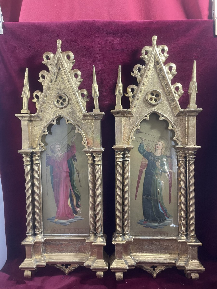 Fra Angelico Neo Gothic Diptych Gilded Frames