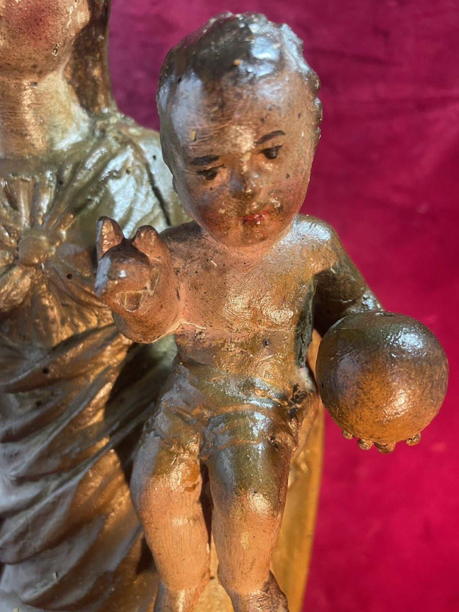 Virgin And Child In Polychrome Wood-photo-4