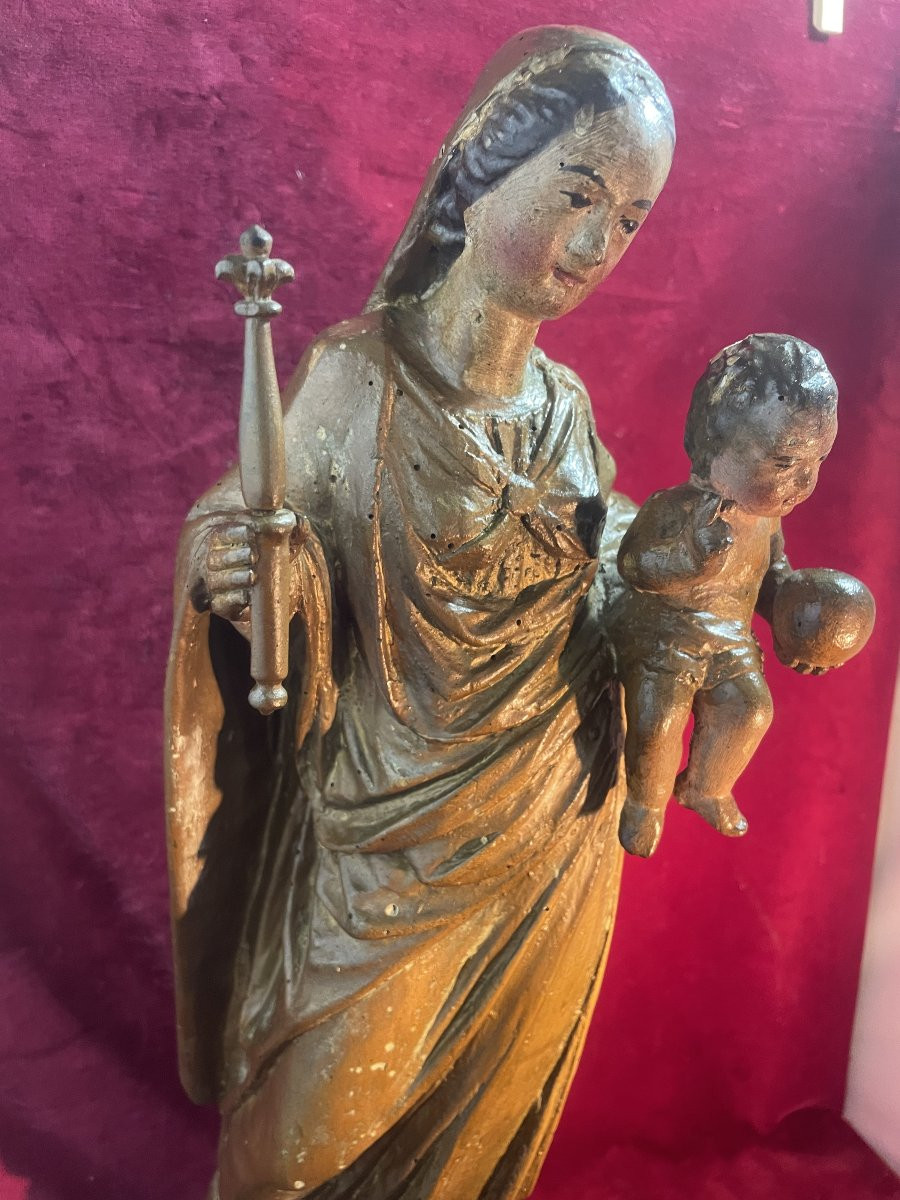 Virgin And Child In Polychrome Wood-photo-1