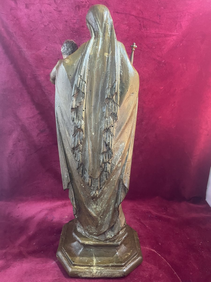 Virgin And Child In Polychrome Wood-photo-3