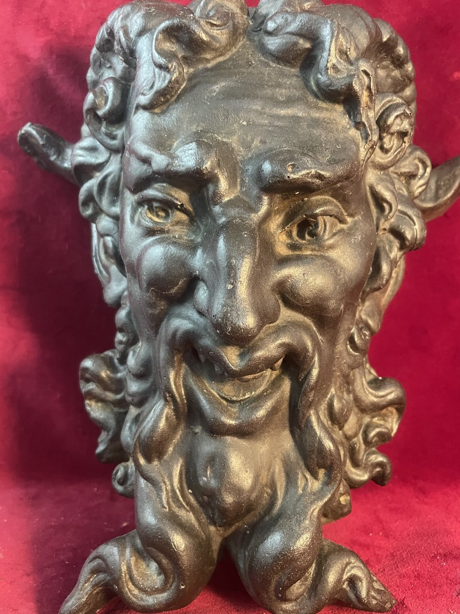 MASQUE DE FAUNE EN FONTE DE FER-photo-1
