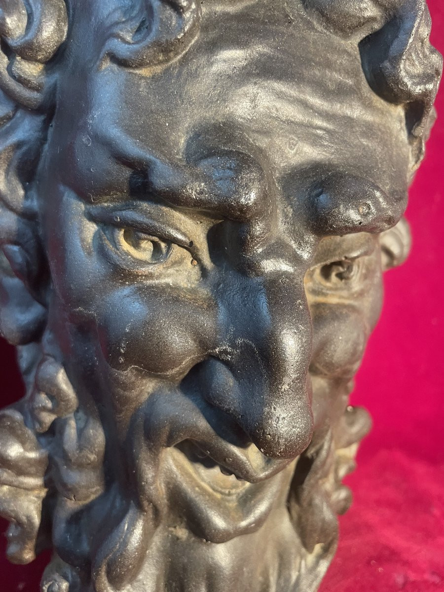 MASQUE DE FAUNE EN FONTE DE FER-photo-5