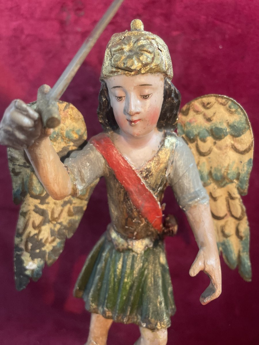 Saint Michel Statuette 18th Century-photo-2