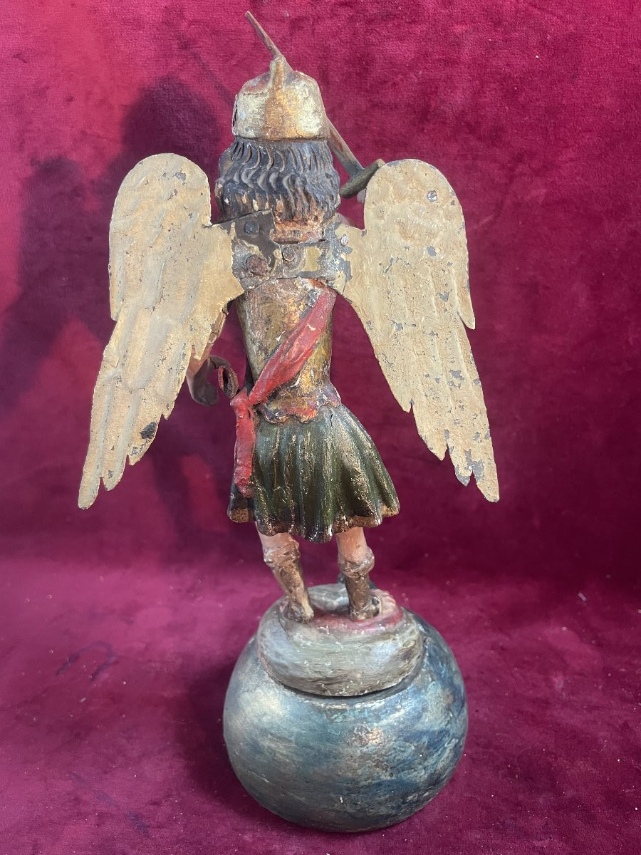 Saint Michel Statuette 18th Century-photo-3