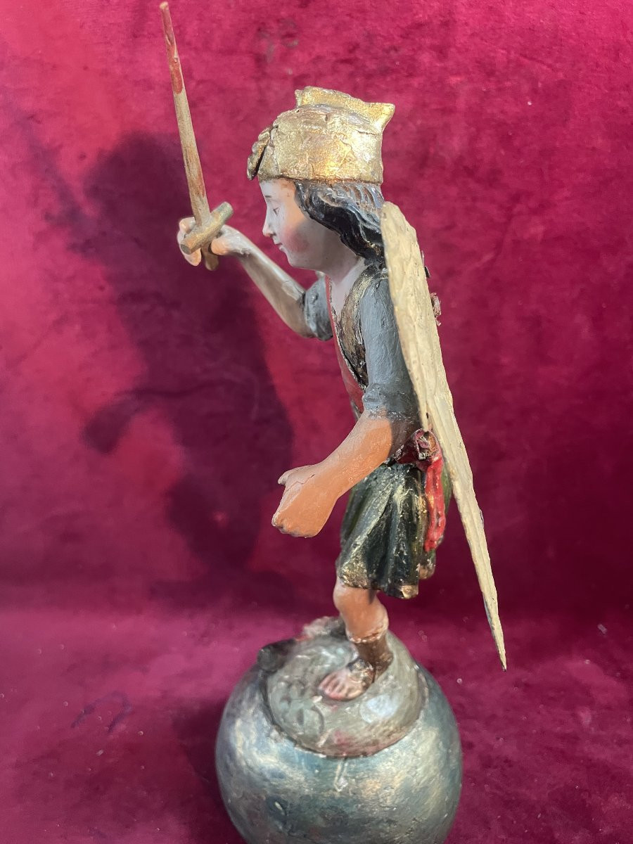 Saint Michel Statuette 18th Century-photo-3