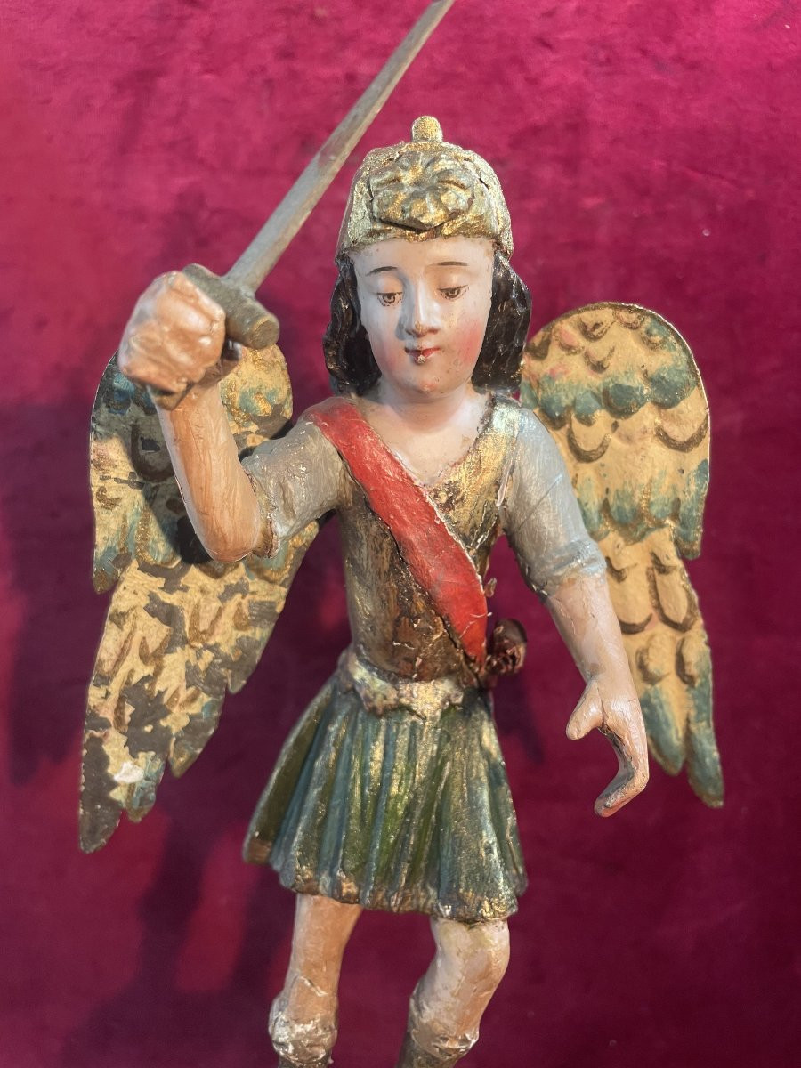 Saint Michel Statuette 18th Century-photo-4