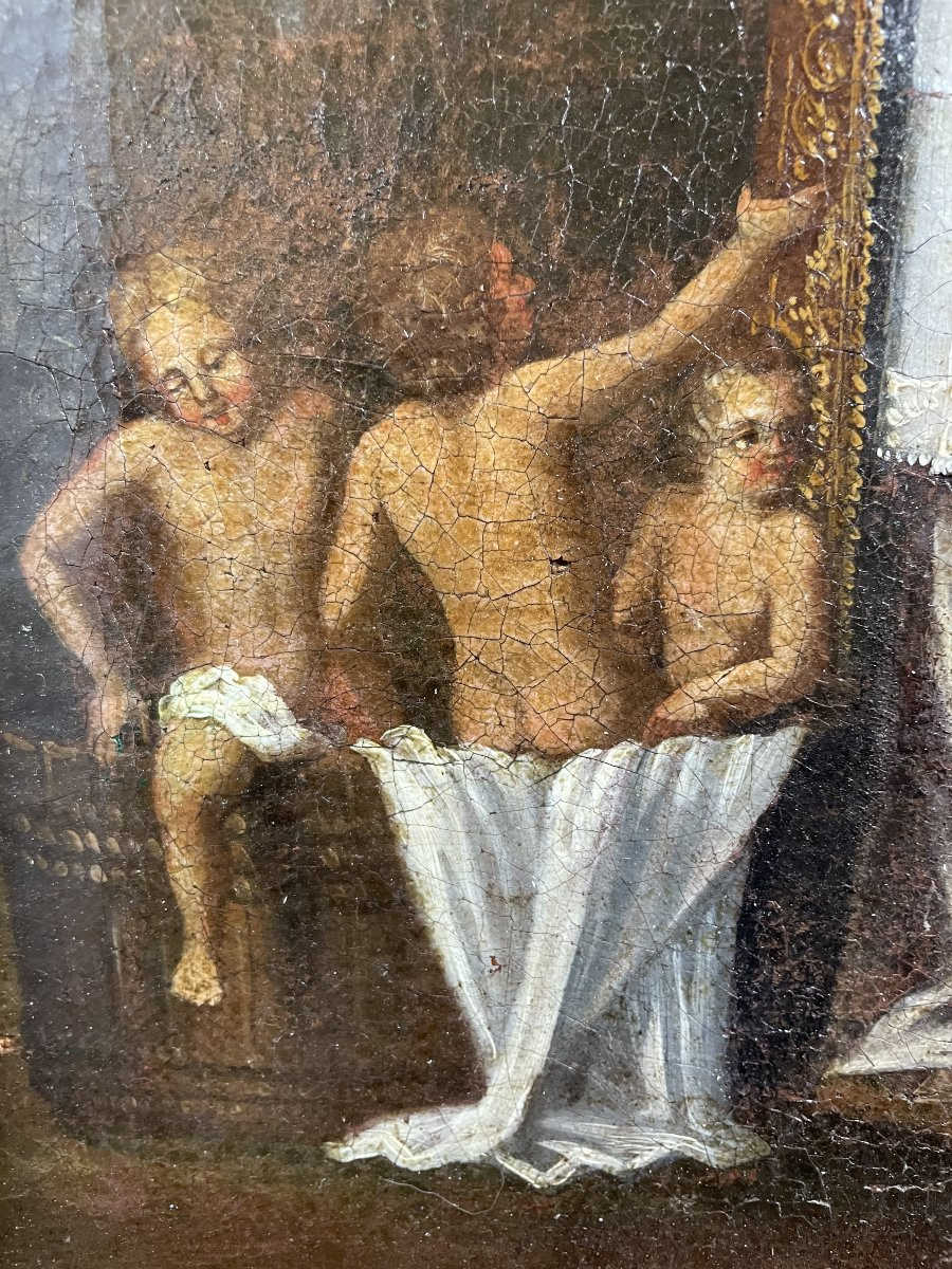 TABLEAU SAINT NICOLAS ET LES TROIS PETITS ENFANTS DANS LE SALOIR-photo-4