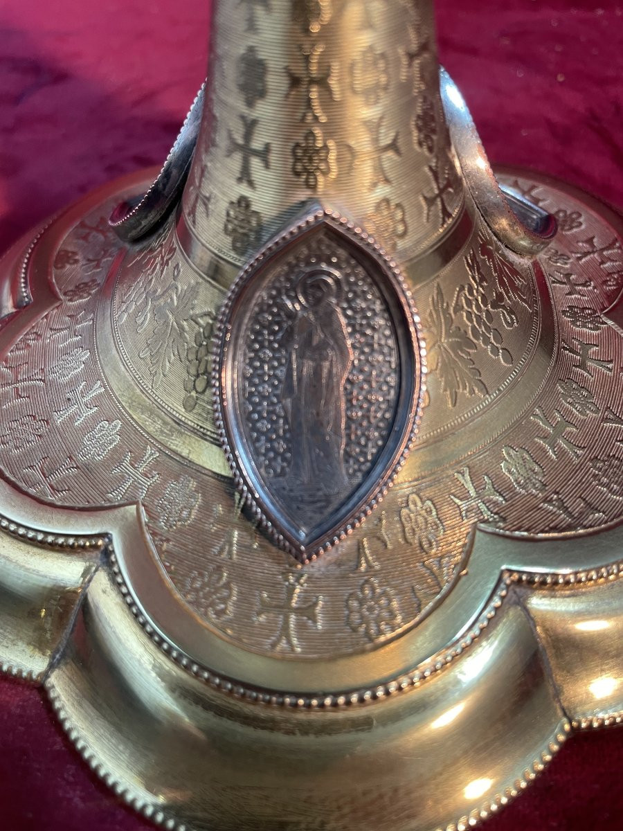 CALICE COUPE ARGENT PIED LAITON DORE-photo-3