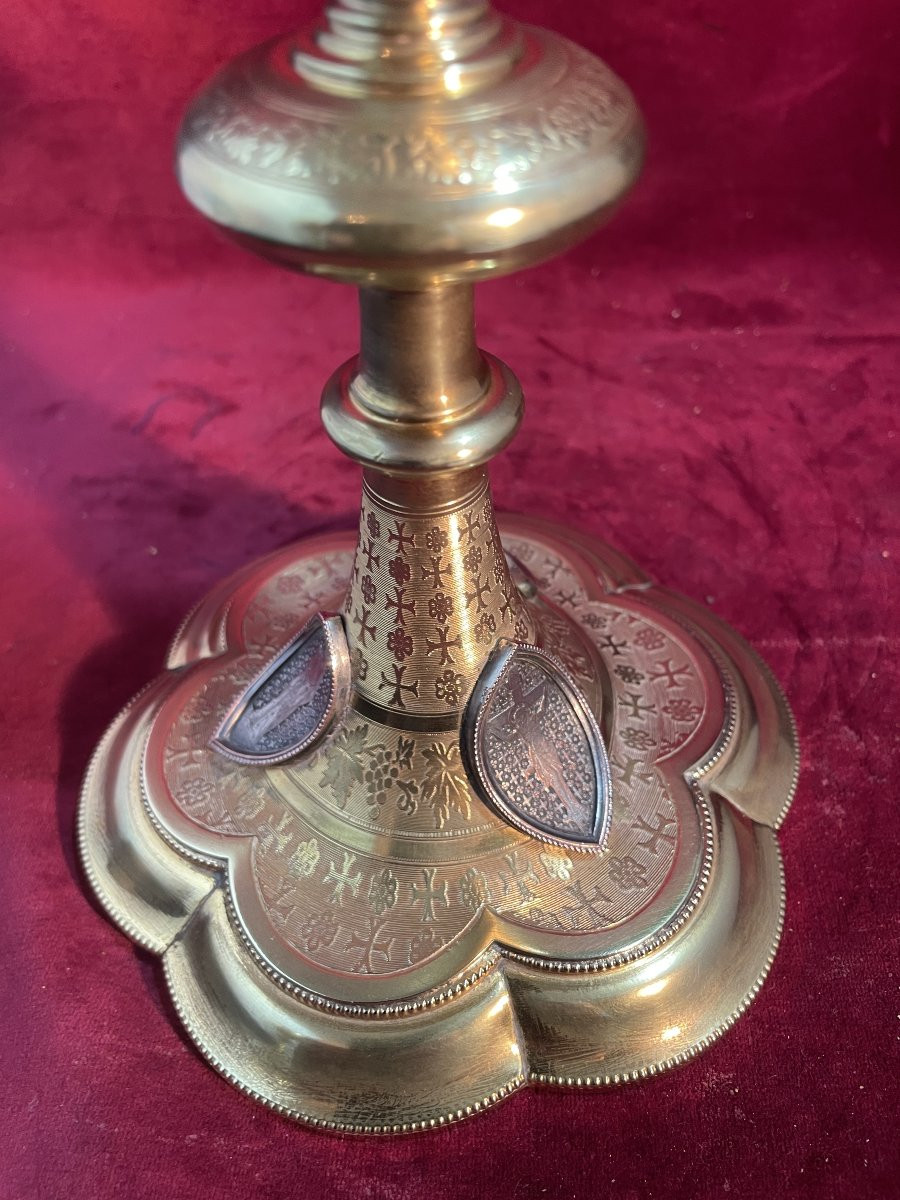 CALICE COUPE ARGENT PIED LAITON DORE-photo-3