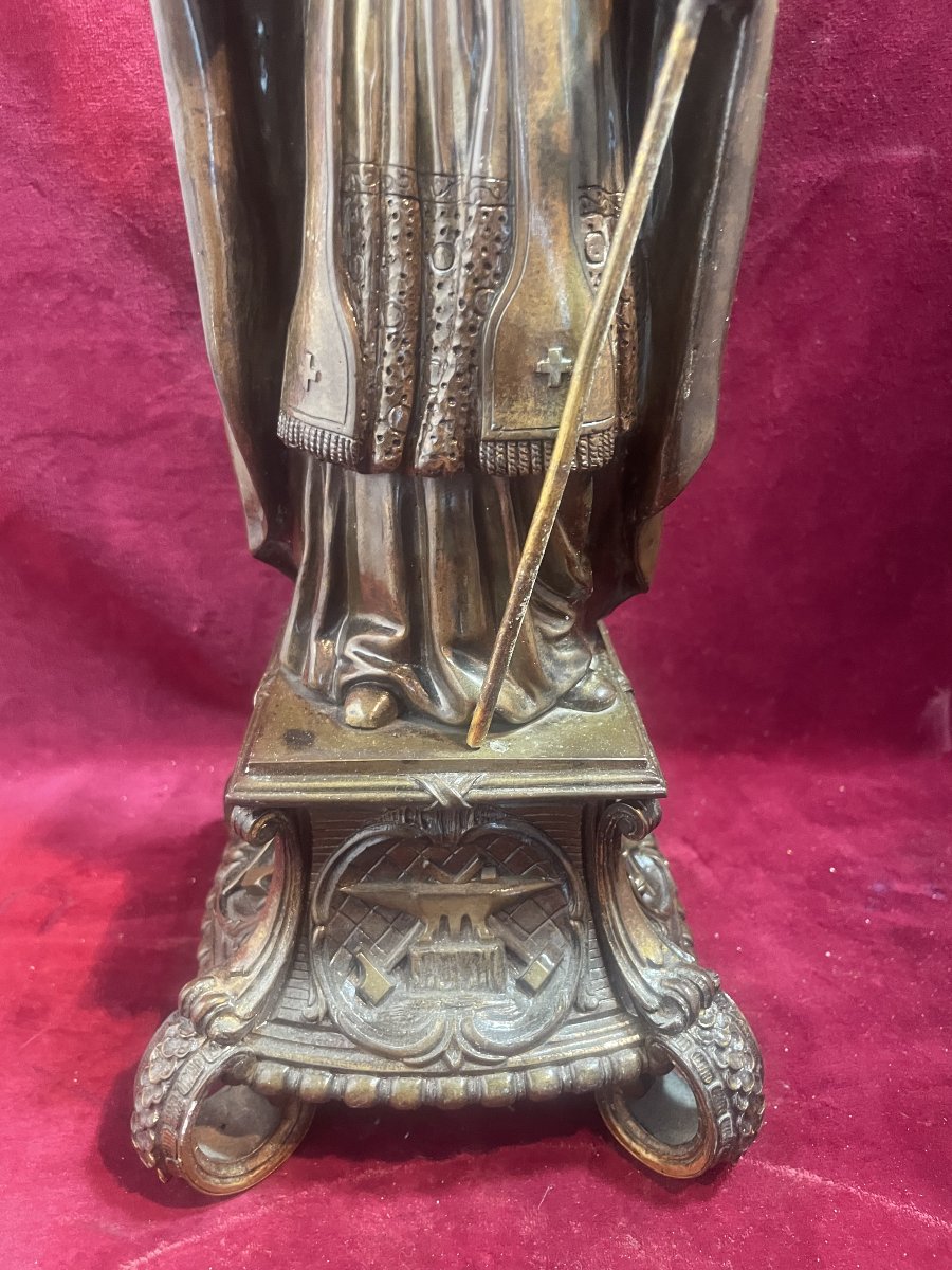SAINT ELOI STATUE BRONZE PATRON DES METALLURGISTES-photo-2