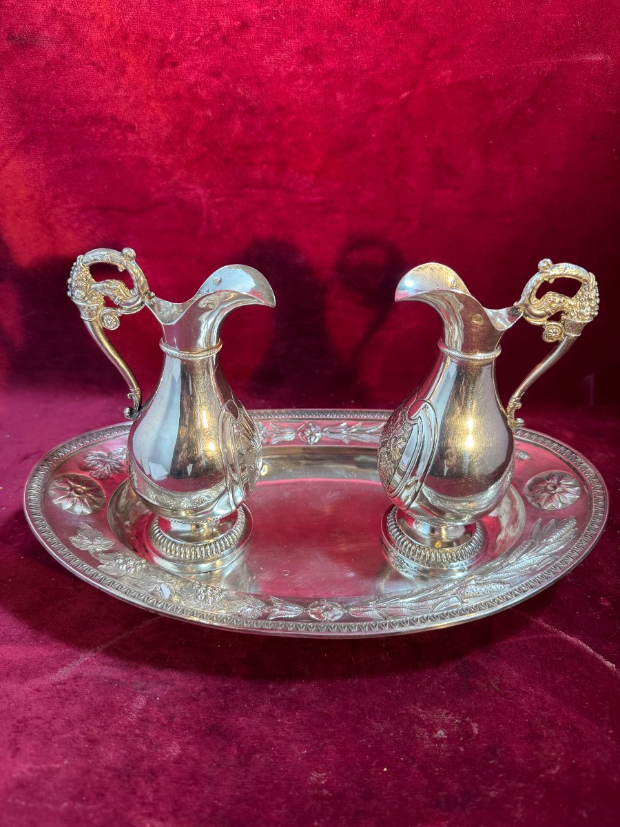 BURETTES ARGENT ET PLATEAU 