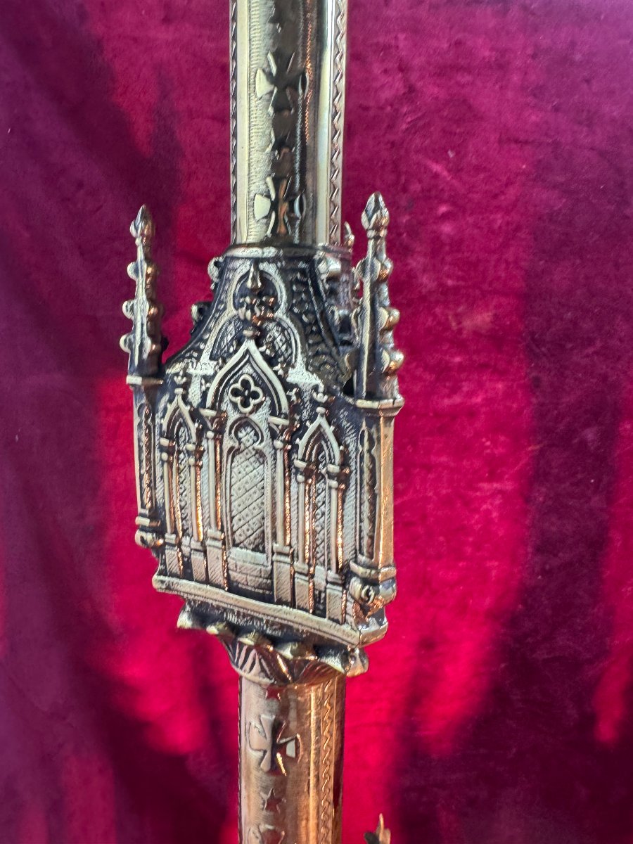 Pair Of Neo-gothic Altar Candlesticks-photo-4