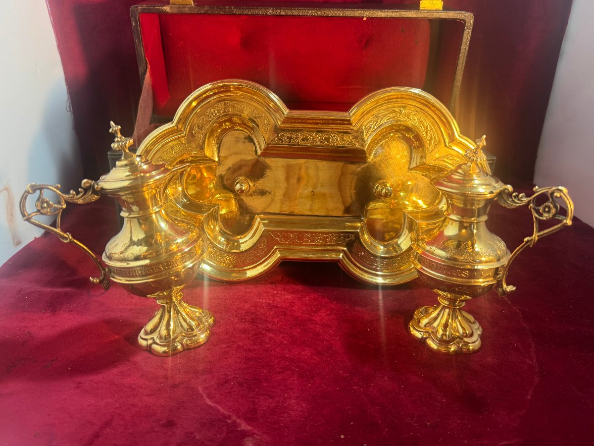 Burettes And Their 800 Vermeil Tray-photo-2