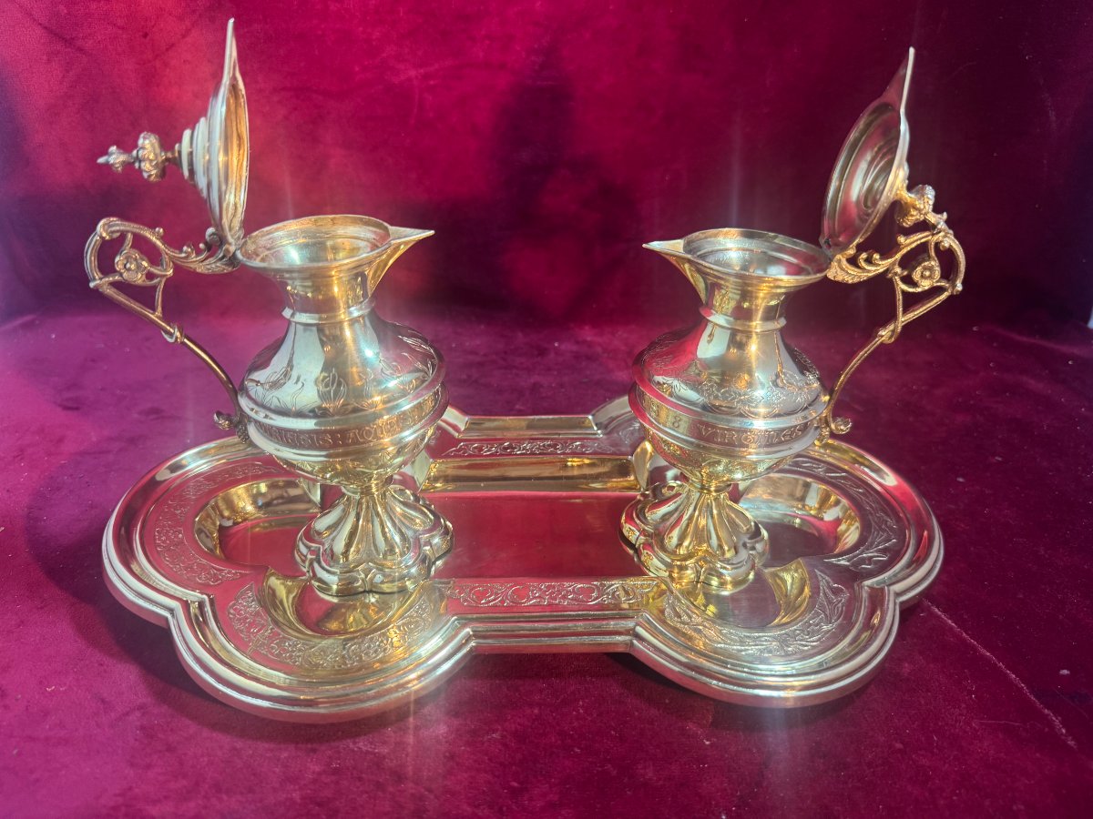 Burettes And Their 800 Vermeil Tray-photo-3