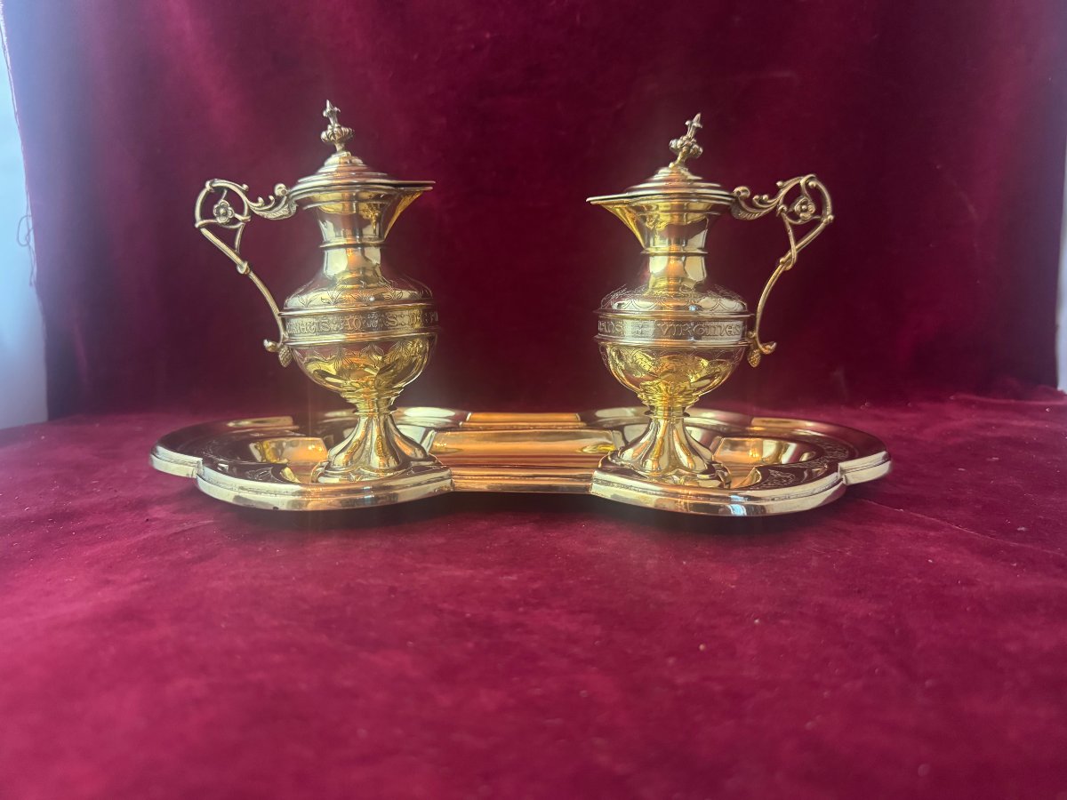Burettes And Their 800 Vermeil Tray-photo-3