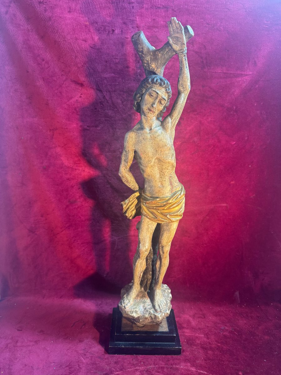SAINT SEBASTIEN STATUETTE BOIS 18 EME-photo-3