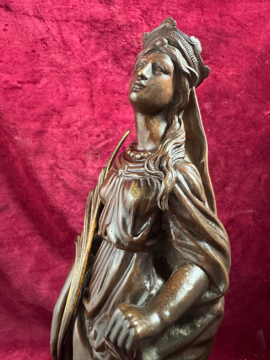 SAINTE CATHERINE STATUETTE BRONZE -photo-1