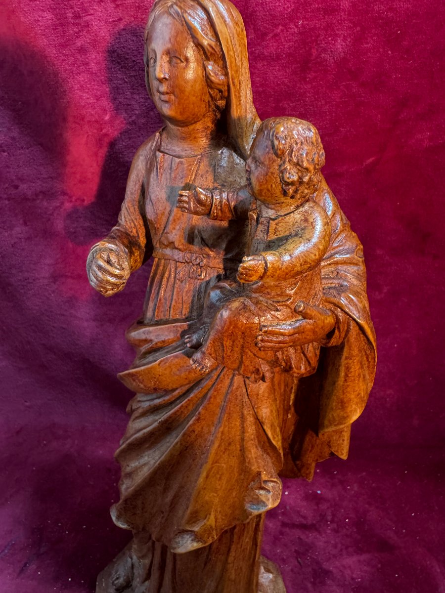 Statuette Of The Virgin And Child Carved From Boxwood-photo-3