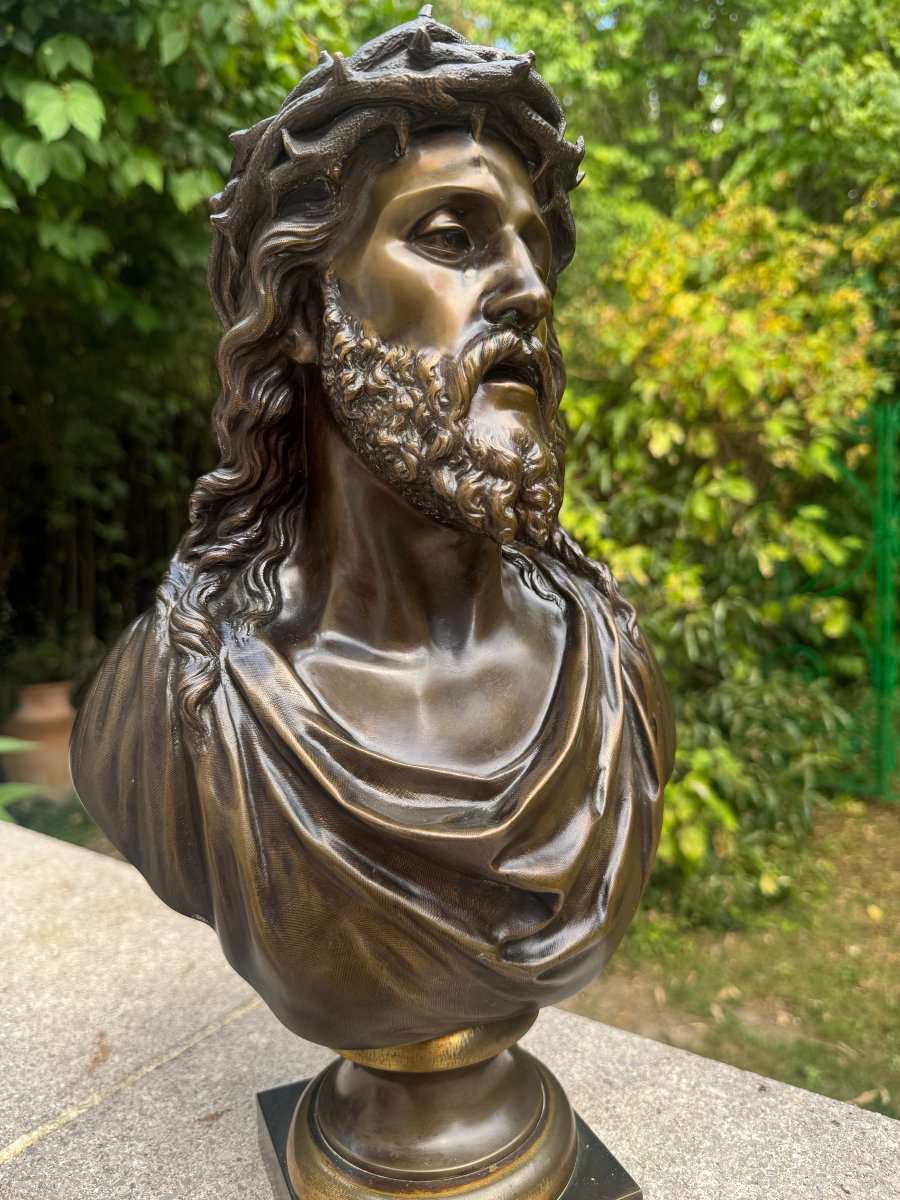 BUSTE DU CHRIST ECCE HOMO BRONZE-photo-2
