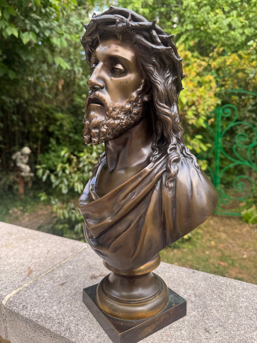 BUSTE DU CHRIST ECCE HOMO BRONZE-photo-3