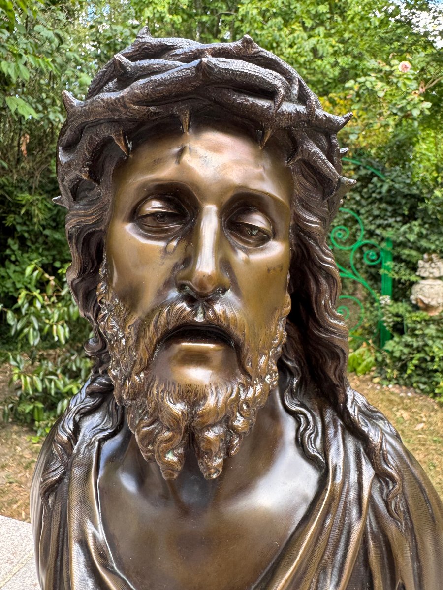 BUSTE DU CHRIST ECCE HOMO BRONZE-photo-2