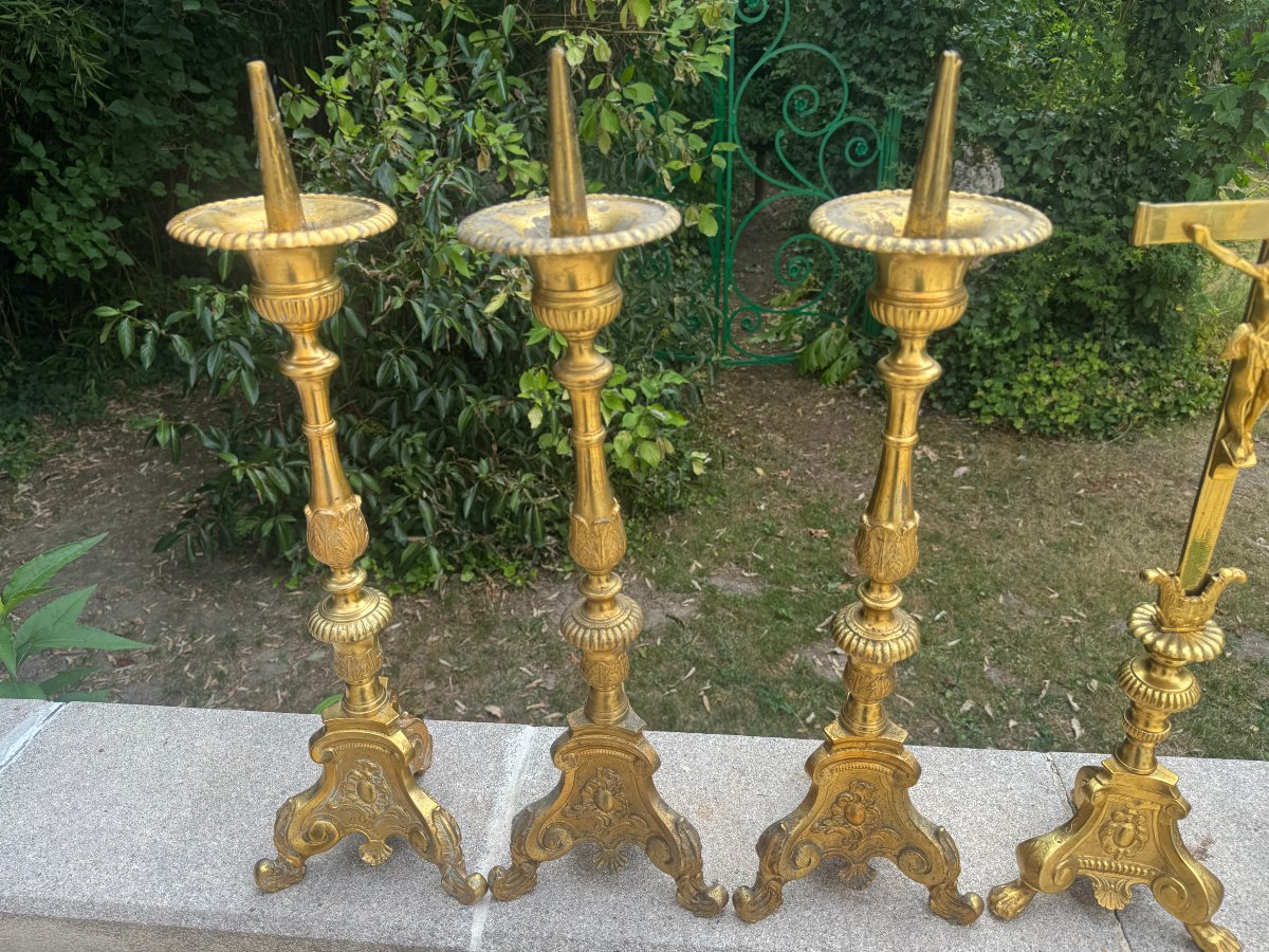 PARURE D AUTEL COMPLETE BRONZE DORE-photo-3