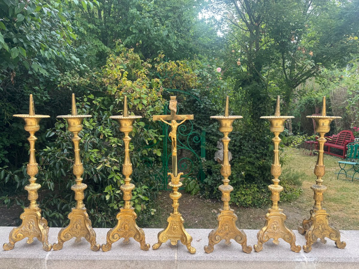 PARURE D AUTEL COMPLETE BRONZE DORE