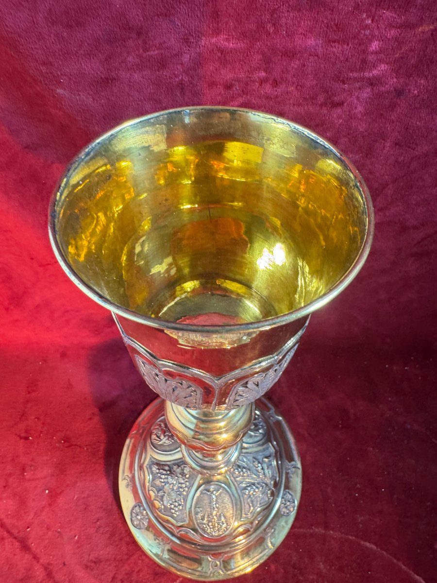 Large Vermeil Silver Chalice-photo-3