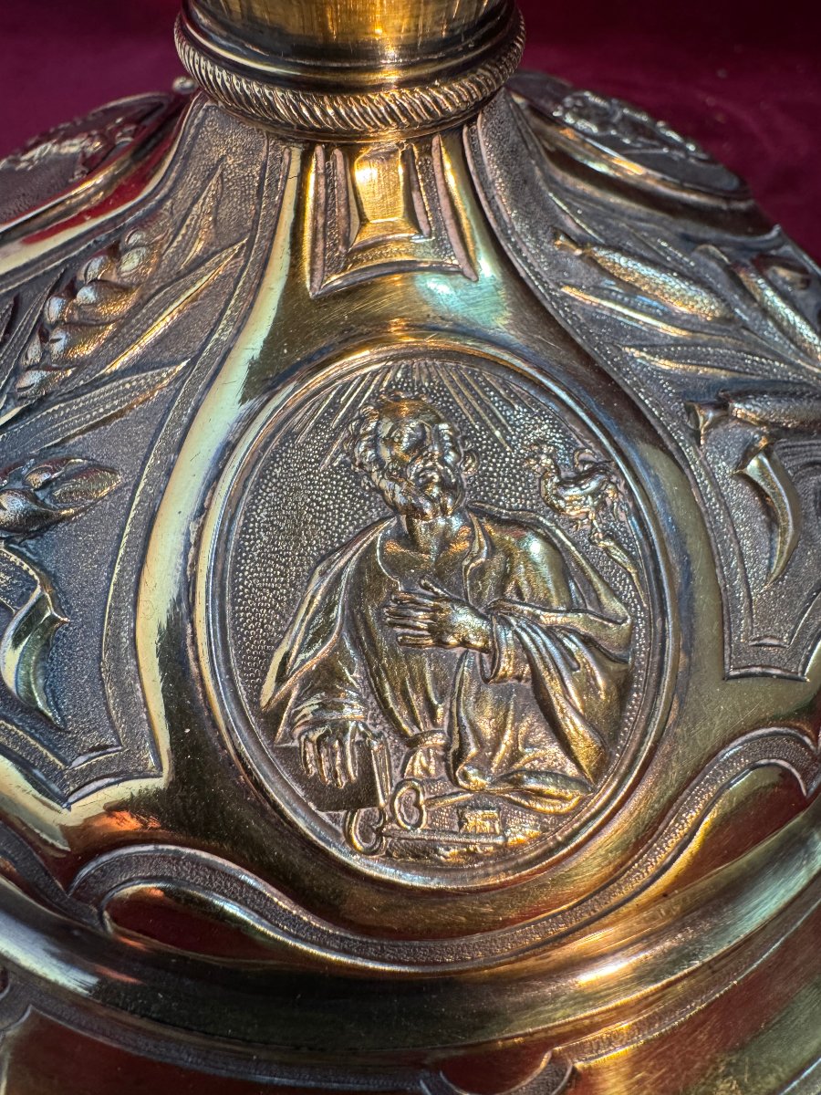 Large Vermeil Silver Chalice-photo-4