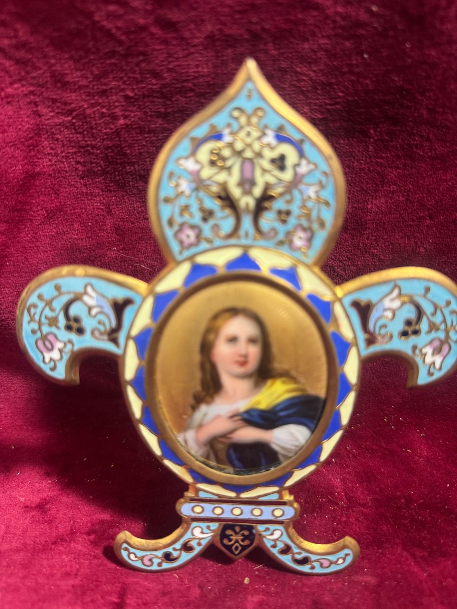 Bedside Oratory With Champlevé Enamel And Painted Porcelain-photo-4