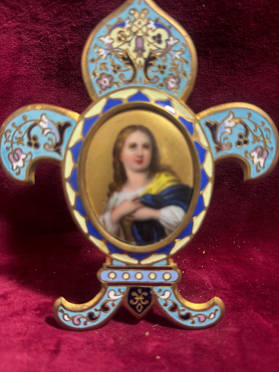 Bedside Oratory With Champlevé Enamel And Painted Porcelain