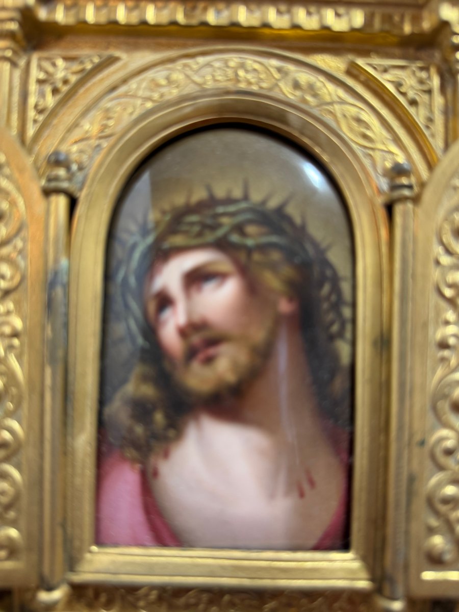 TRIPTYQUE BRONZE DORE ECCE HOMO -photo-4