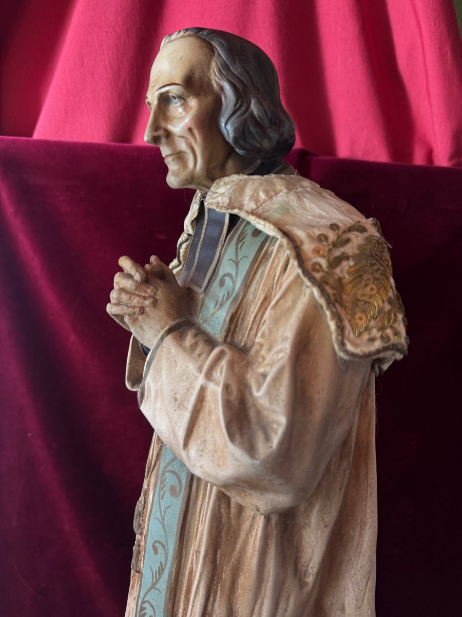 CURE D ARS JM VIANNEY STATUE CAPE BRODEE FIL  D OR-photo-4