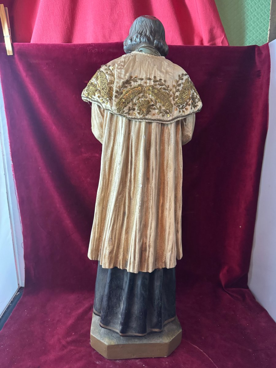 CURE D ARS JM VIANNEY STATUE CAPE BRODEE FIL  D OR-photo-3