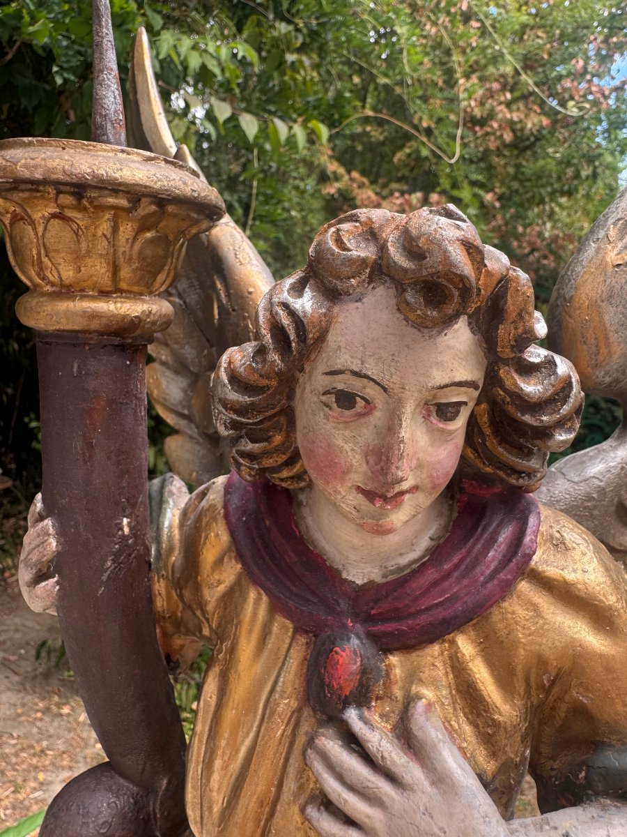 17th-century Polychrome Ceroferair Angels-photo-3