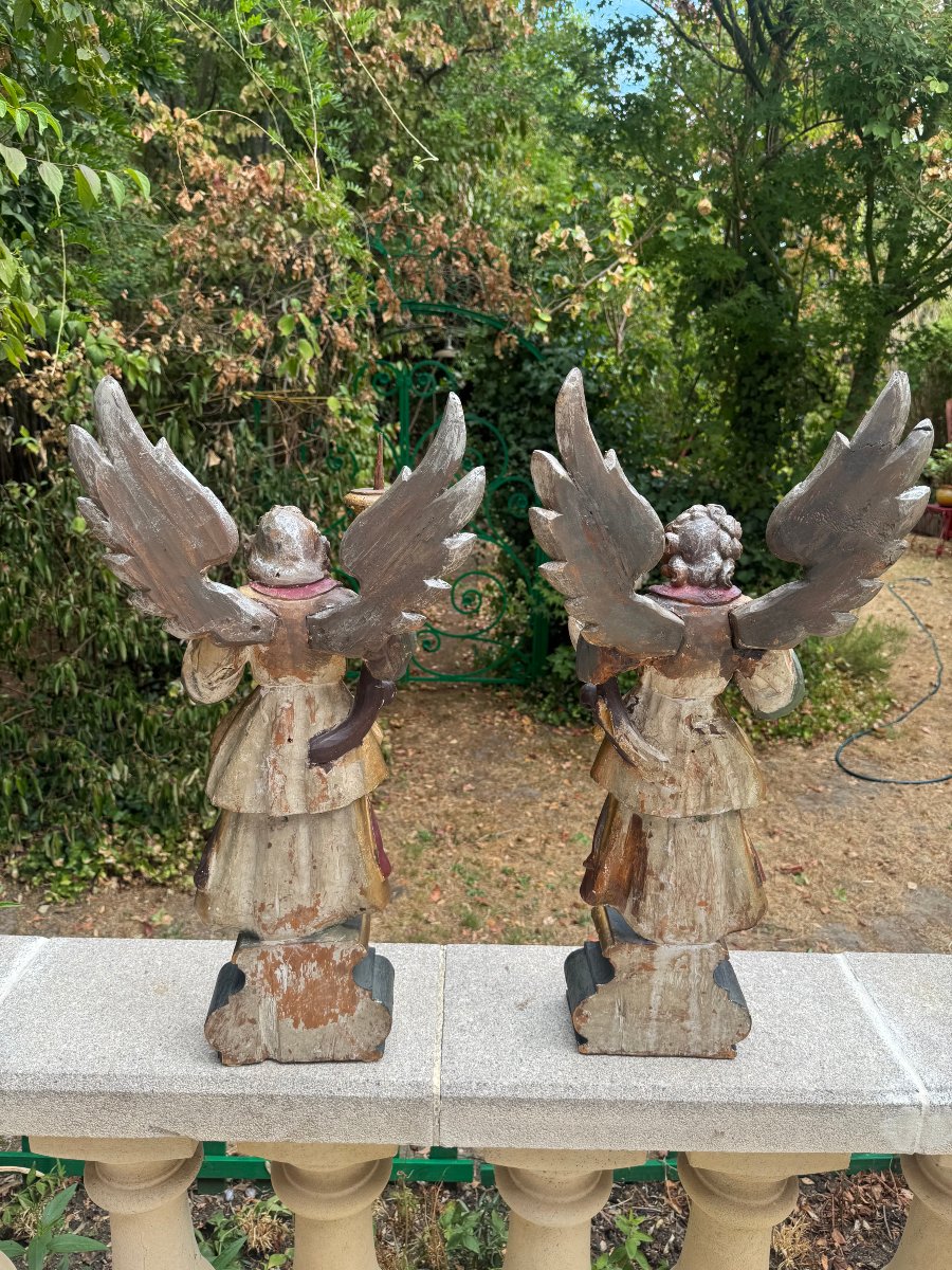 17th-century Polychrome Ceroferair Angels-photo-3