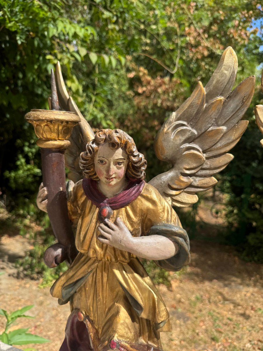 17th-century Polychrome Ceroferair Angels-photo-4