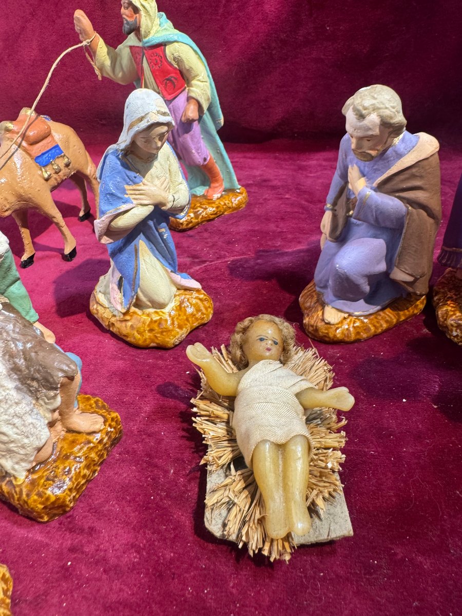 Painted Plaster Nativity Scene -photo-2
