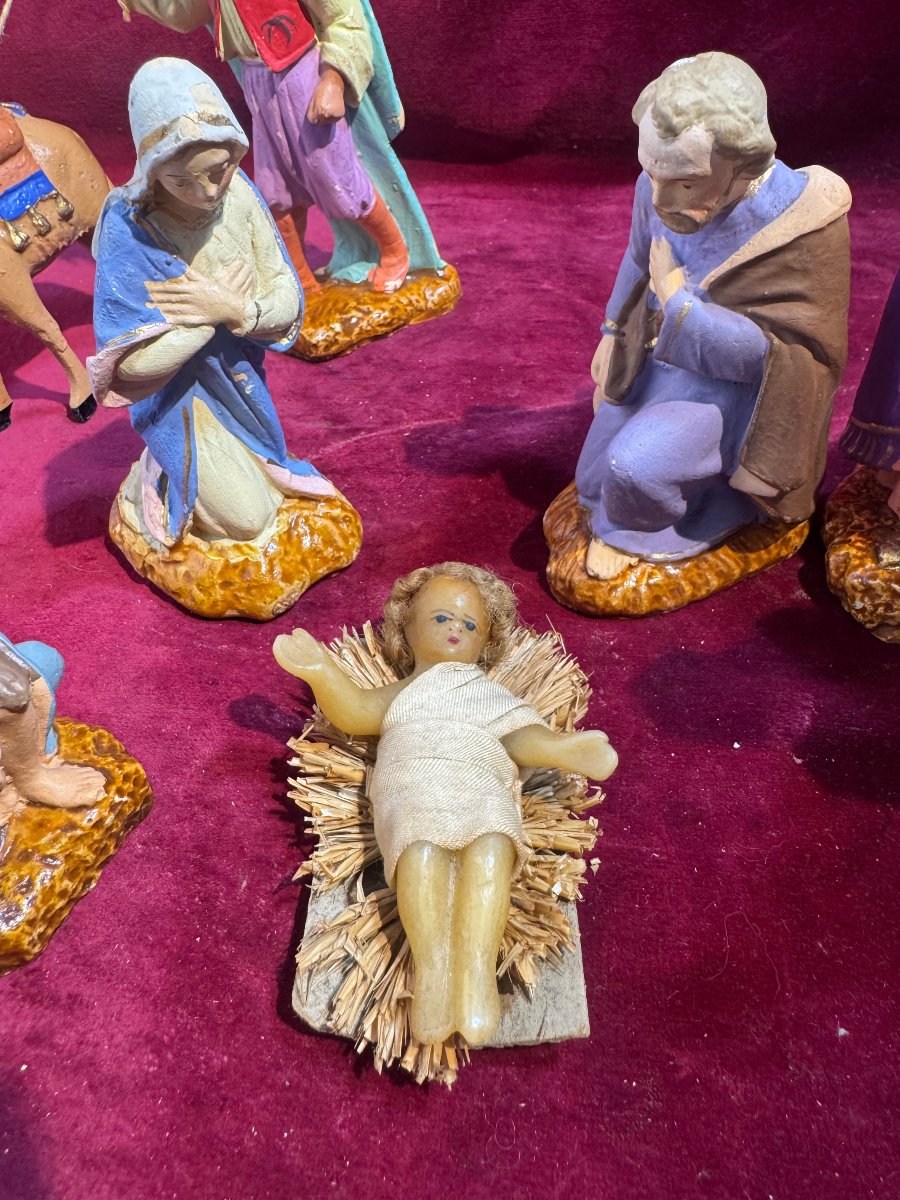 Painted Plaster Nativity Scene -photo-4